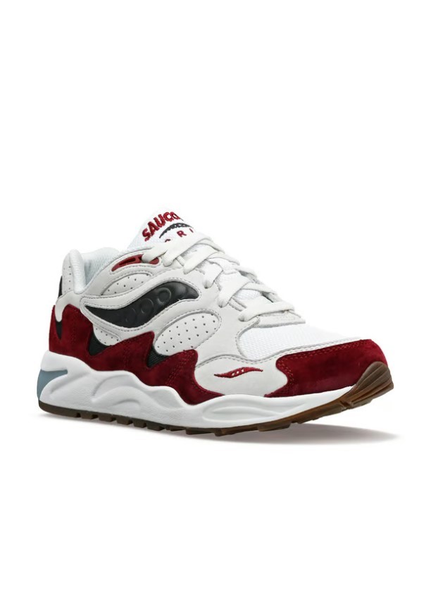 SAUCONY Unisex Shadow Grid 2 Sneaker, Size US m9/w10.5 (EU42.5), Cream/Red.