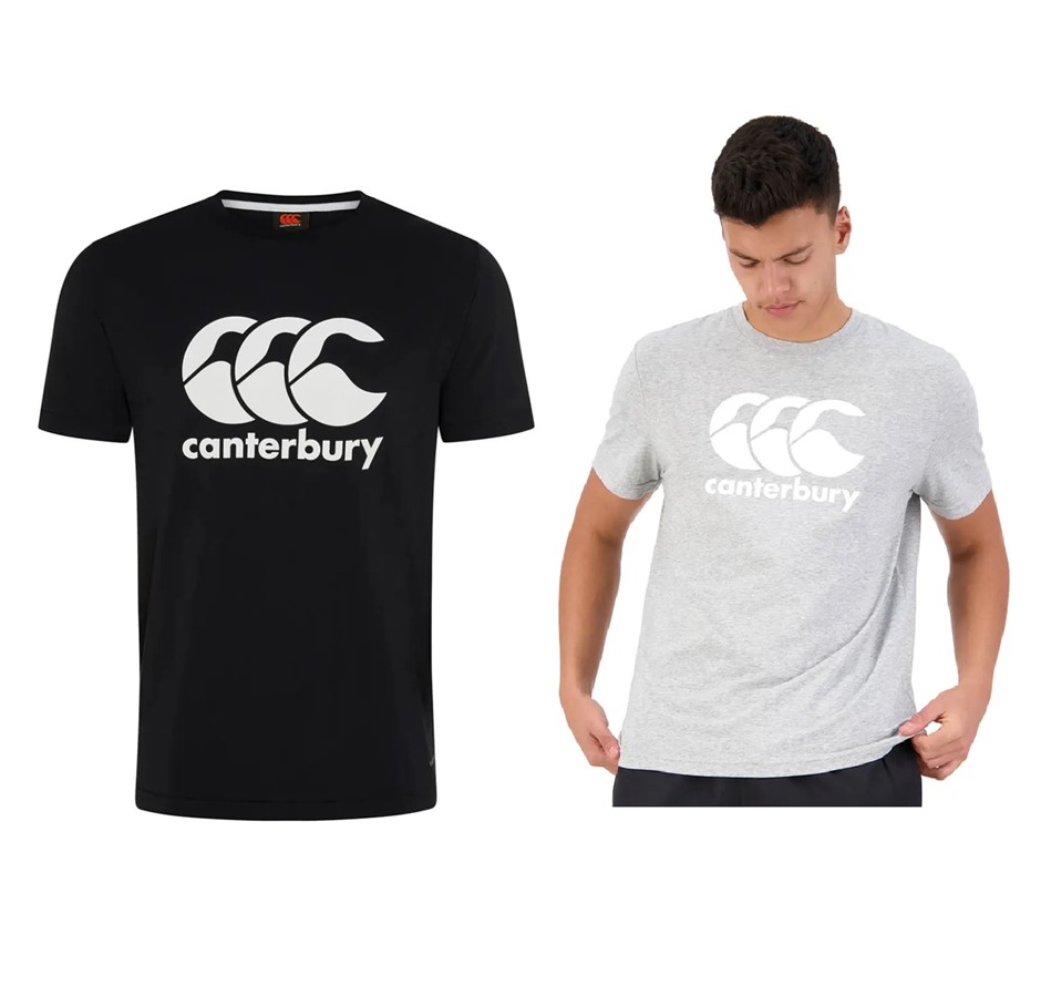 2 x CANTERBURY Men's CCC Anchor Tees, Size 2XL, Black/White & ClassicMarl/W