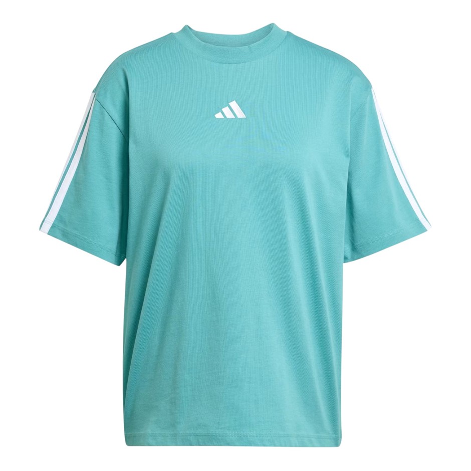 ADIDAS Women's 3S SJ BF Tee, Size AU L, Cotton, PowderTeal/White, JX7626.