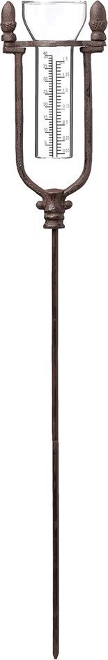 KALALOU Rustic Cast Iron Decorative Rain Gauge Stake, Acorn Rain Gauge, Bro