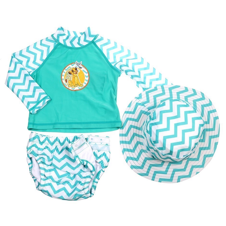 2 x DISNEY Baby's 3pc Swimwear Set, Size 6M, Teal/Simba. Buyers Note - Dis