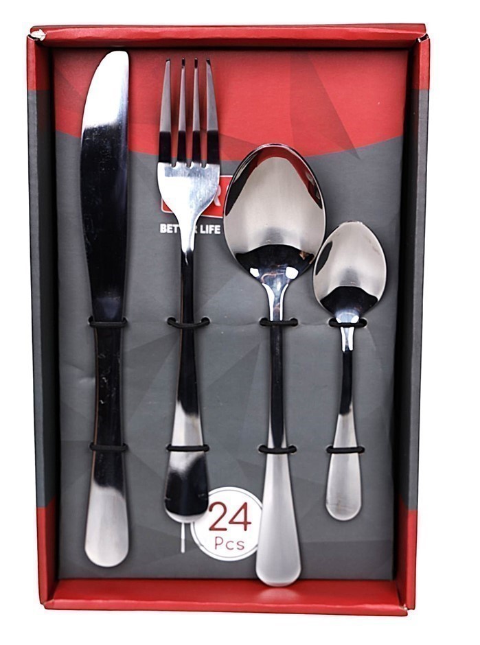 PROUD 24 Piece Cutlery Set. Stainless Steel. Table Knives, Table Forks, Tab