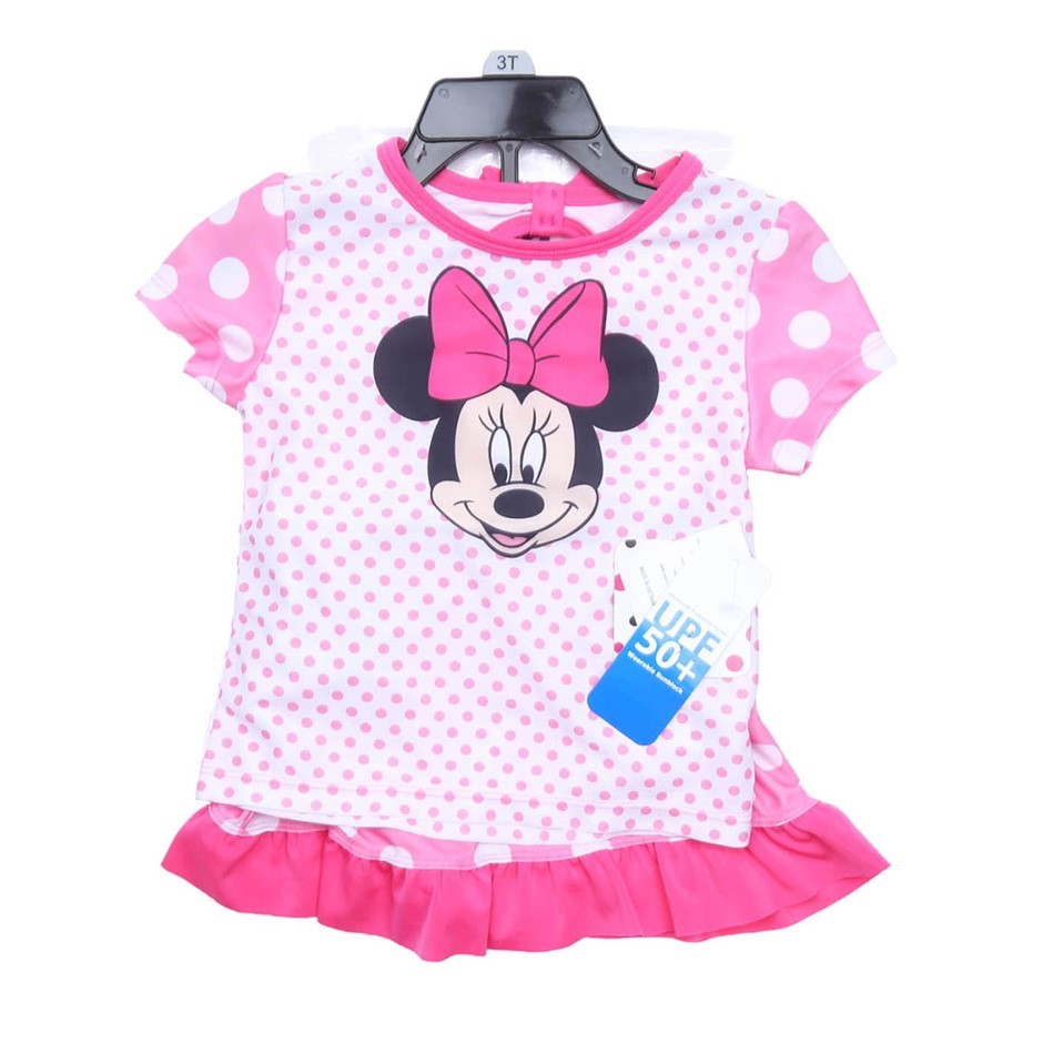 2 x DISNEY Minnie Mouse Girl's Swim Set w/ Hat, Size 6 Buyers Note - Disco