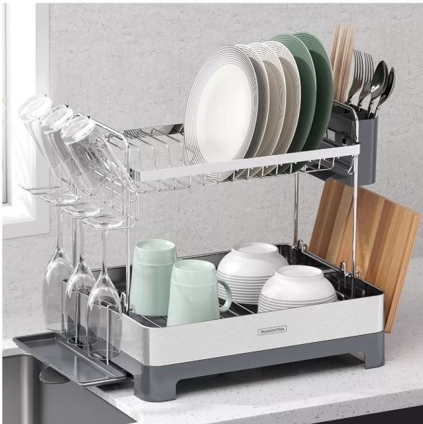 TRAMONTINA Stainless Steel 2-Tier Dish Drying Rack. N.B: Minor use, not in