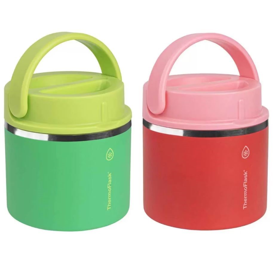 THERMOFLASK Pack of 2pc Insulated Food Jar, 591ml, Green & Red.