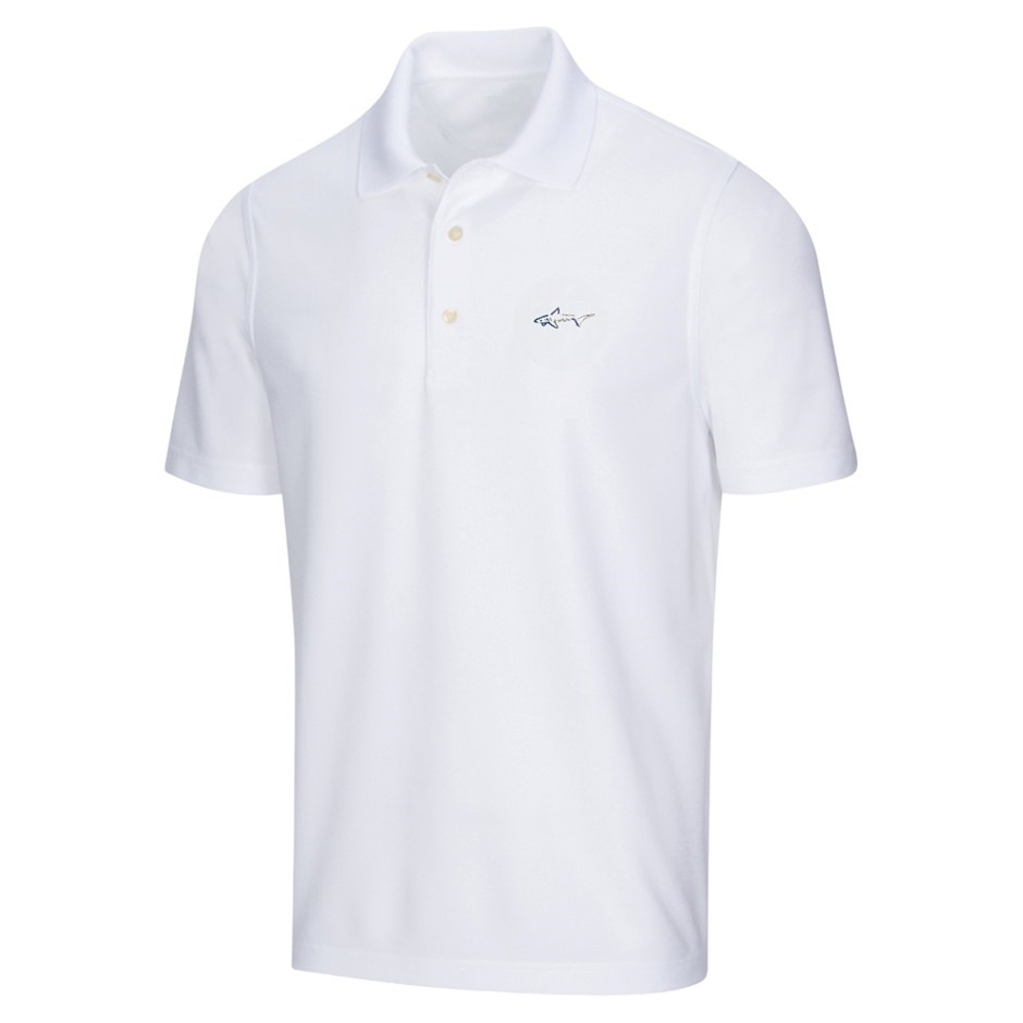 GREG NORMAN Men's Polo, Size XL, 100% Polyester, White. NB: minor shop soil
