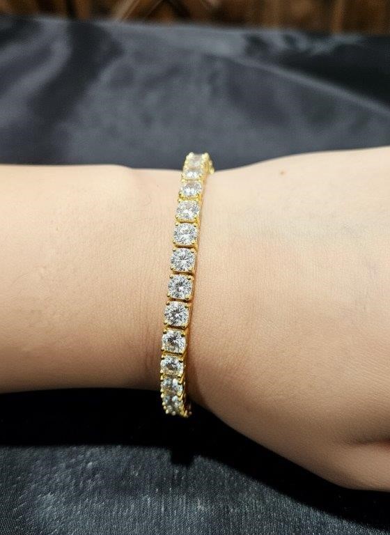 5mm GRA  Moissanite white Brilliant Cut stone Tennis Bracelet -S925-18cm
