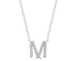 9K WHITE GOLD 'M' 0.09 HI I1 DIAMOND NECKLACE 40+5cm