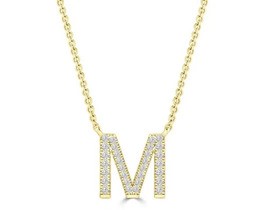 9K YELLOW GOLD 'M' 0.09 HI I1 DIAMOND NECKLACE 40+5cm