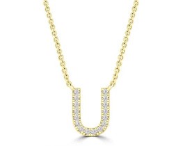 9K YELLOW GOLD 'U' 0.06 HI I1 DIAMOND NECKLACE 40+5cm