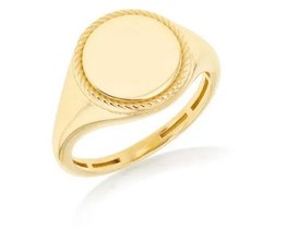 9K Yellow Gold ROUND ROPE SIGNET RING