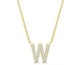 9K YELLOW GOLD 'W' 0.09 HI I1 DIAMOND NECKLACE 40+5cm