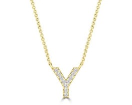 9K YELLOW GOLD 'Y' 0.06 HI I1 DIAMOND NECKLACE 40+5cm