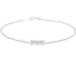 9K WHITE GOLD 0.06CT HI I1 DIAMOND Bracelet 17+2cm
