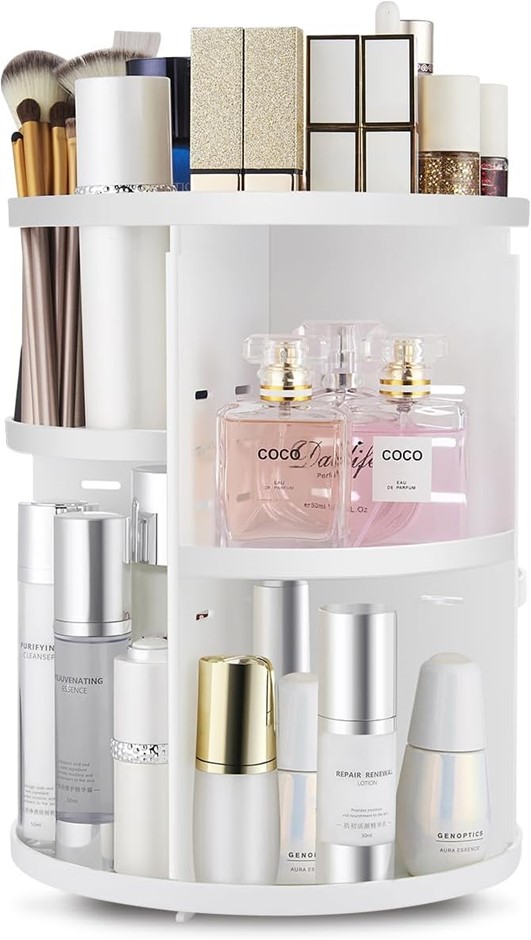 360 Rotating Makeup Organizer,DIY Adjustable Spinning Holder,Foldable Cosme