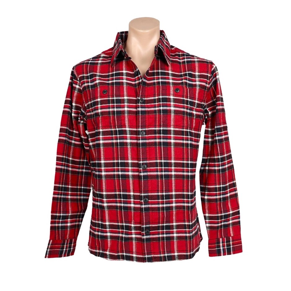 2 x JACHS Men's Flannel Shirt, Size XL, 100% Cotton, Red.  Buyers Note - Di