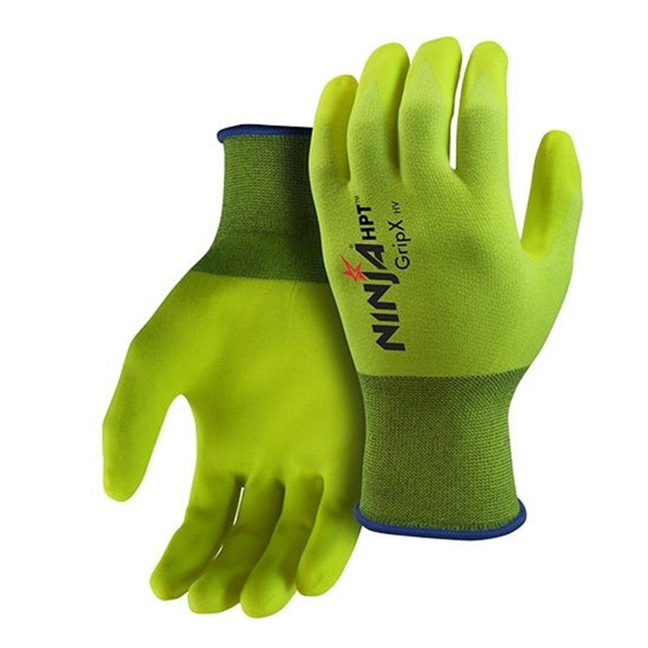 12 Pairs x NINJA Hi-Vis HPT General Purpose Gloves, Size M, with Superior G