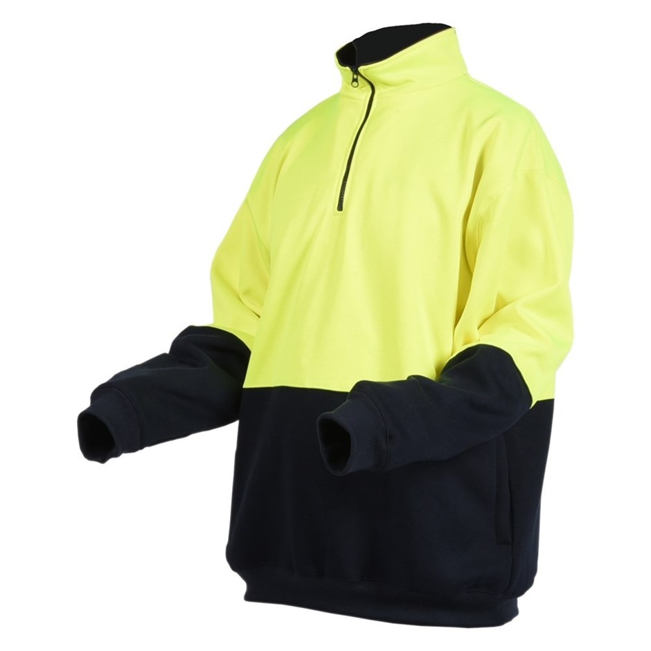 KINCROME Hi Vis Fleece 1/4 Zip Jumper, Size 3XL, Yellow/Navy.  Buyers Note