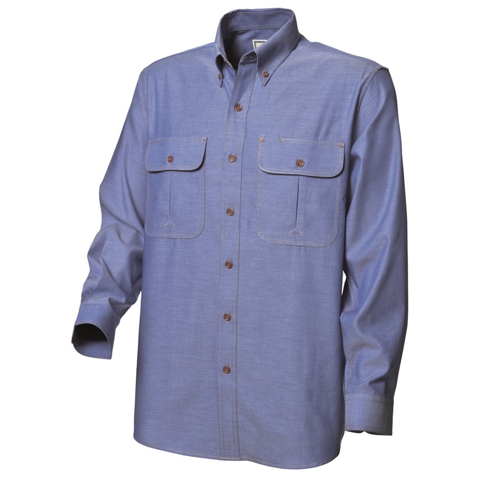 5 x WS WORKWEAR Mens Chambray Button-Up L/S Shirt, Size XS, Denim Blue.  Bu