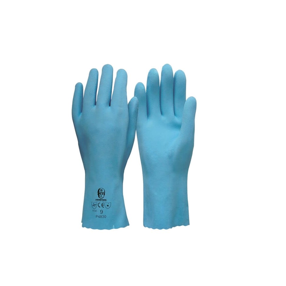 12 Pairs x FRONTIER Food Safety Latex Coated Gloves, Size 8/M, 300mm Length