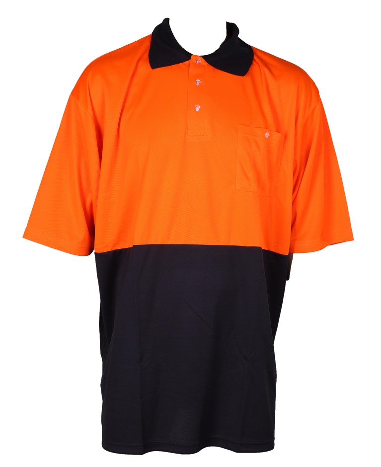 10 x FRONTIER Hi-Vis Micromesh Polo Shirts, Size S, Short Sleeve, Orange/Na