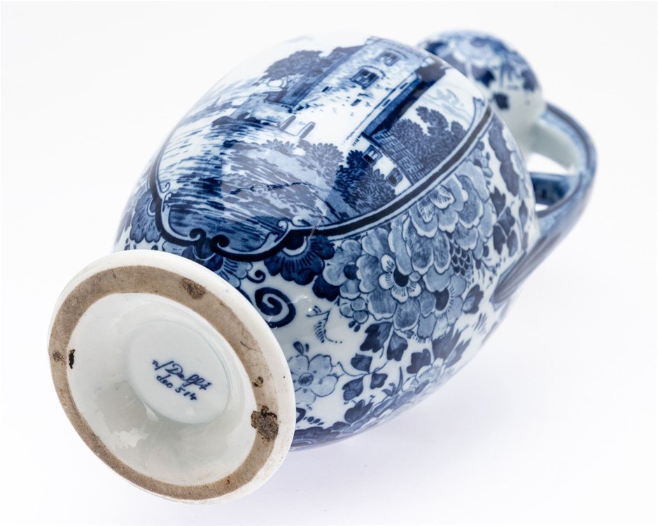 Delft Blue Eared Decorative Vase