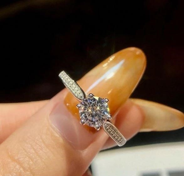 2.0ct GRA Moissanite White Brilliant Cut 925 Sterling Silver Ring-VVS1