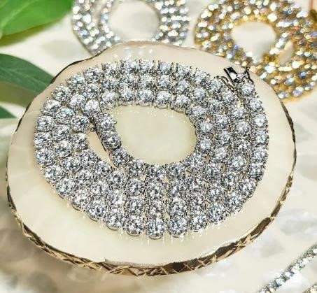 18k white Gold Filled Tennis Chain stamped(18K)-45cm-5mm