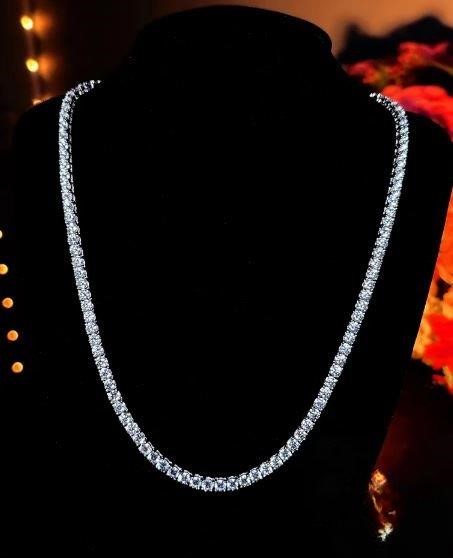 18k white Gold Filled Tennis Chain stamped(18K)-50cm-4mm