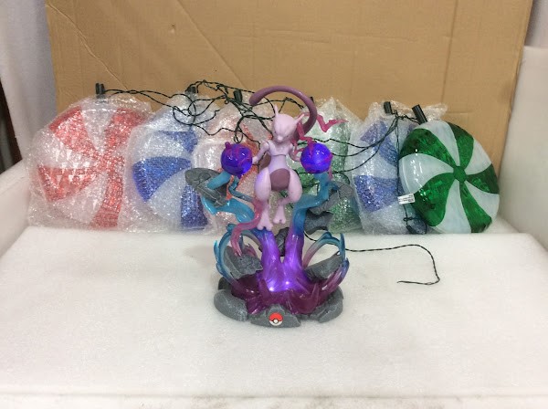 Pokemon Mewtwo Figure Light Statue &Peppermint Candy Christmas Light Set