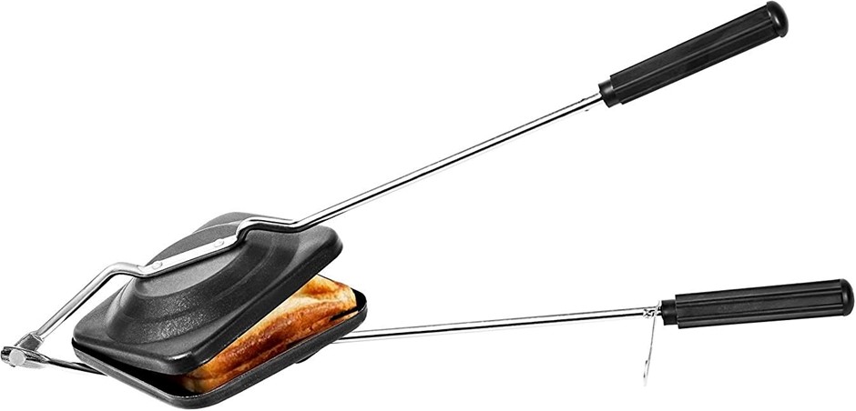 SHOURYA TRADING Sandwich Toaster, Nonstick, Black/Silver. NB: Scratched sid