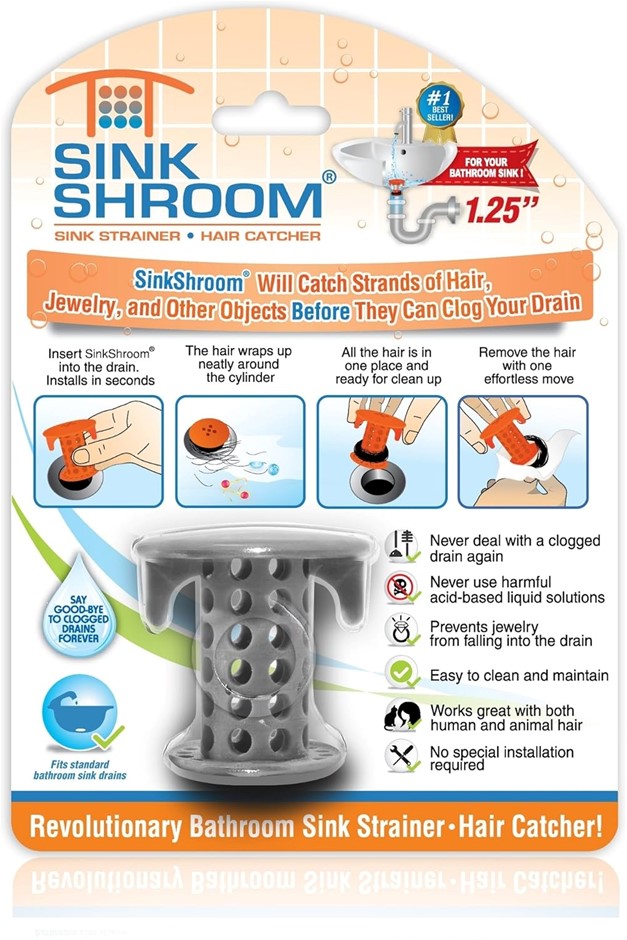 3 x SINKSHROOM TubShroom Sink Drain Protector Hair Catcher/Strainer/Snare,