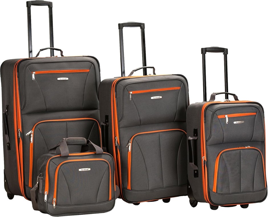 ROCKLAND Journey Softside Upright Luggage Set, Expandable, 4-Piece Set (14/
