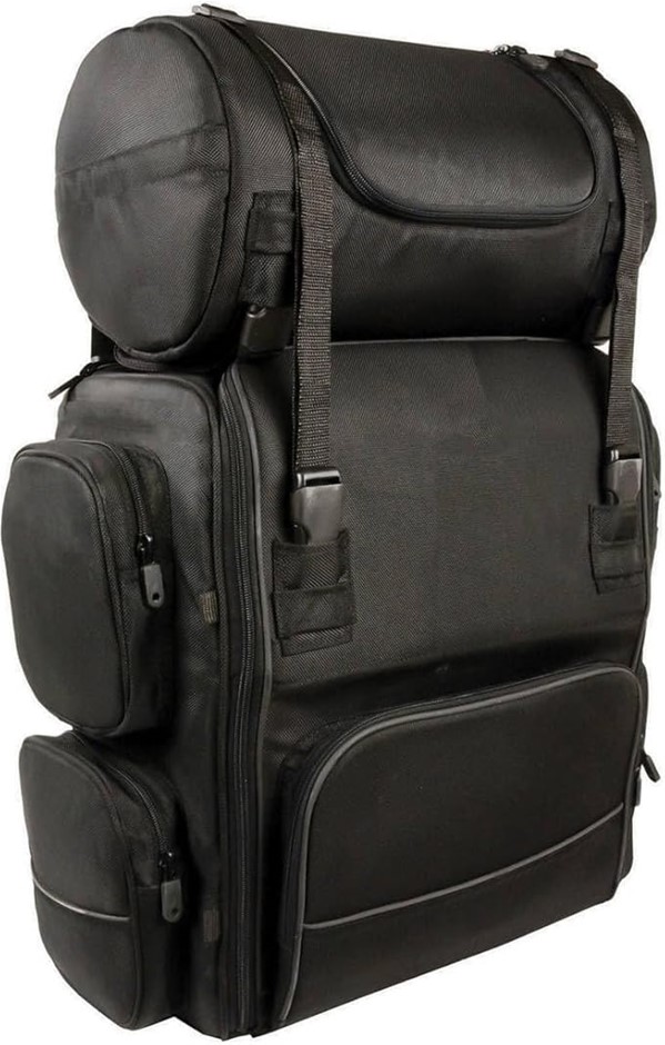 MILWAUKEE Leather SH680 Large Motorcycle Sissy Bar Travel Bag, Black Textil