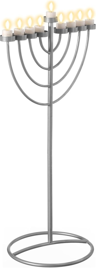 VINTIQUEWISE Large Modern Silver, 9 Branch Lighting, Thin Pipe Hanukkah Men