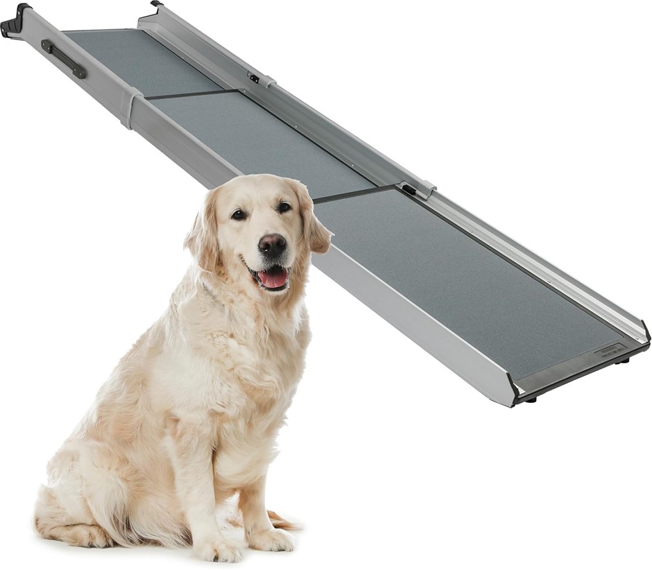 PETSAFE Happy Ride Compact Telescoping Dog Ramp, Stainless Steel.