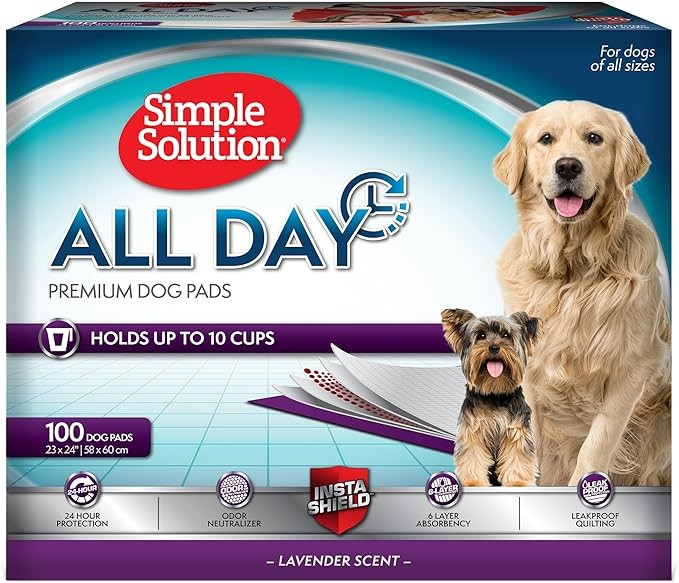 SIMPLE SOLUTION All Day Premium Dog Pads, 58 X 61Cm, 100pk.
