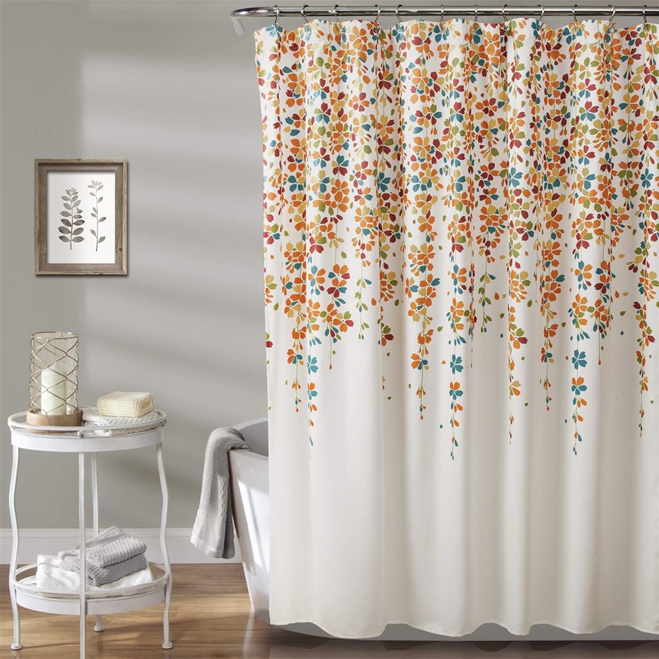 LUSH DECOR Weeping Flower Shower Curtain, 72" x 72". NB: Damaged packaging