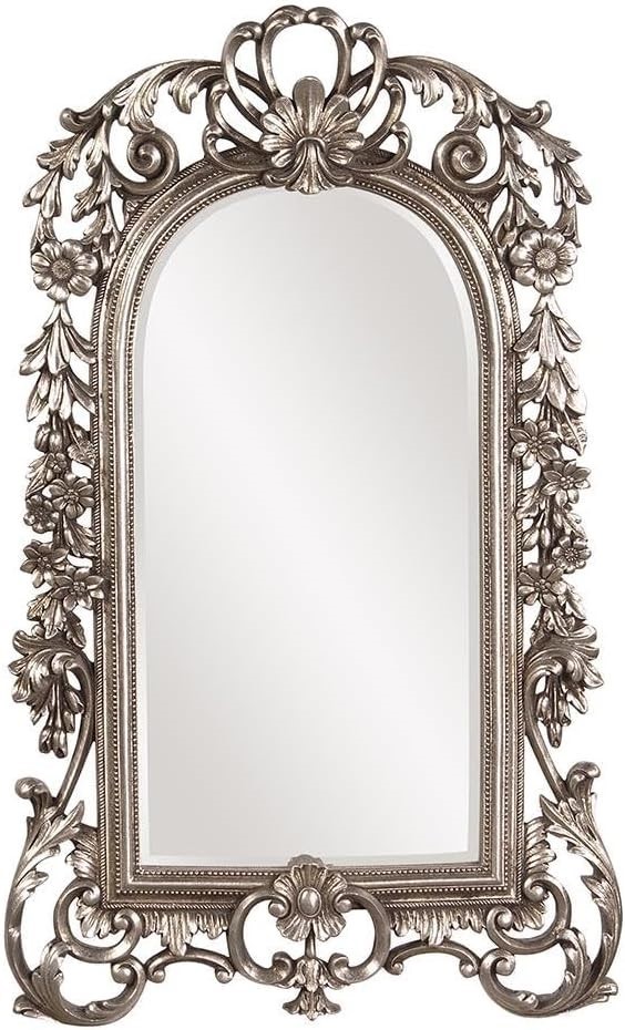 HOWARD ELLIOTT Sherwood Hanging Accent Wall Mirror, Ornate Arched Antique S