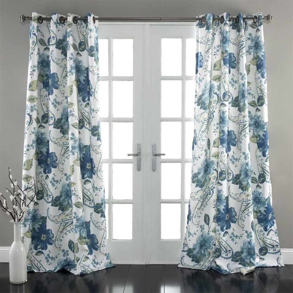 LUSH DECOR Floral Paisley Window Curtain Set (2 Panels), 84" x 52".