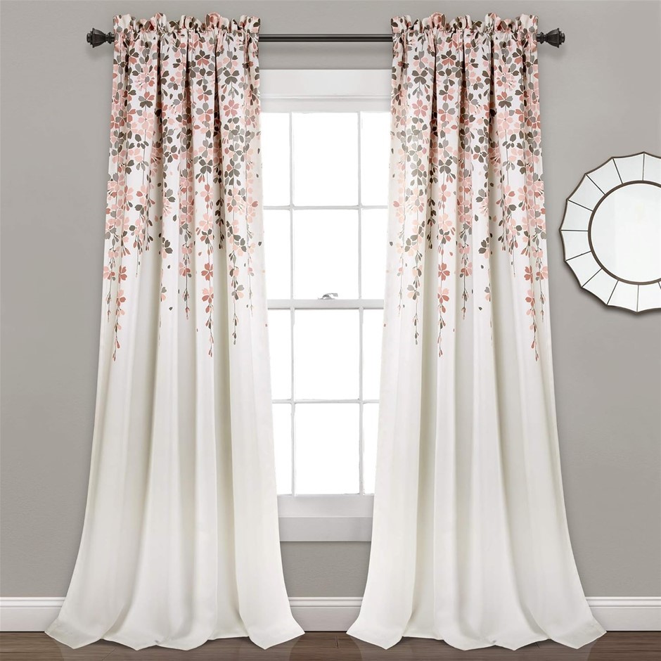 LUSH DECOR Weeping Flowers Darkening Window Curtains Set (2 Panels). Size: