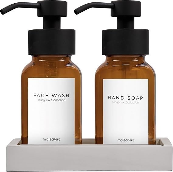 MaisoNovo Foaming Soap Dispenser - Set of 2 Glass Soap Dispenser - 250ml Am