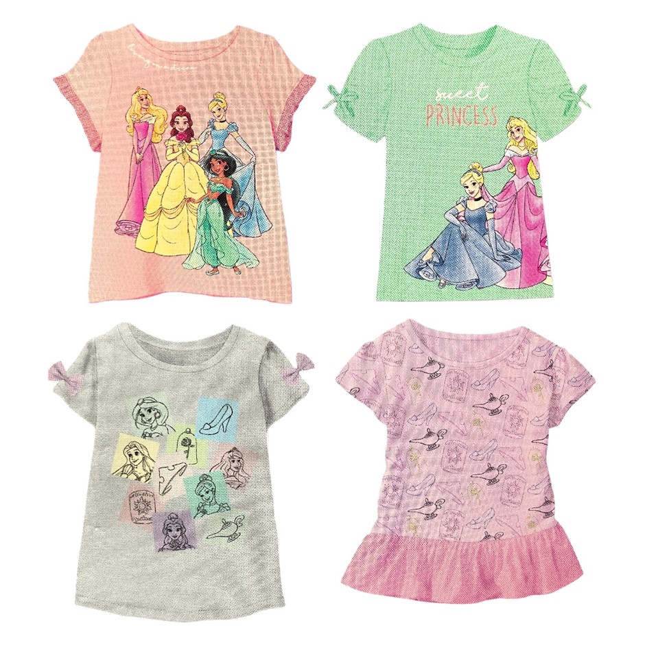 4-Pack DISNEY Kids' Tees, Size 4T, Princess.