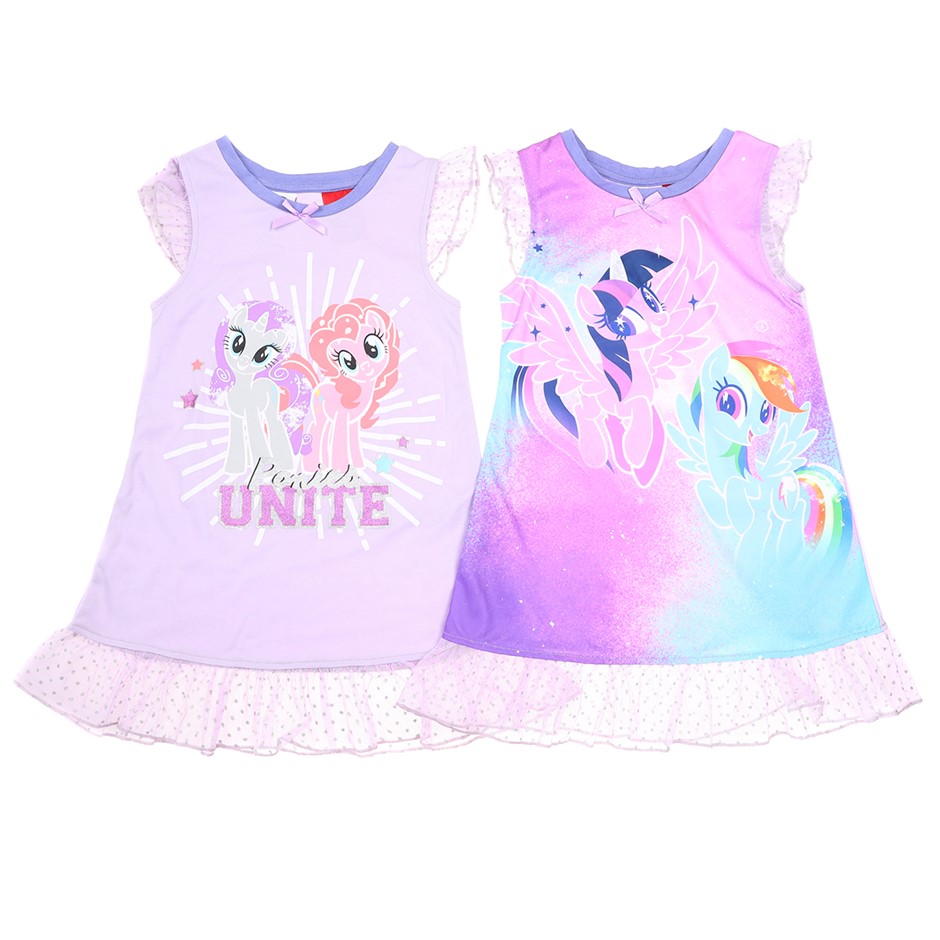 MY LITTLE PONY 2pk Nighties, Size 3, Polyester, Purple.