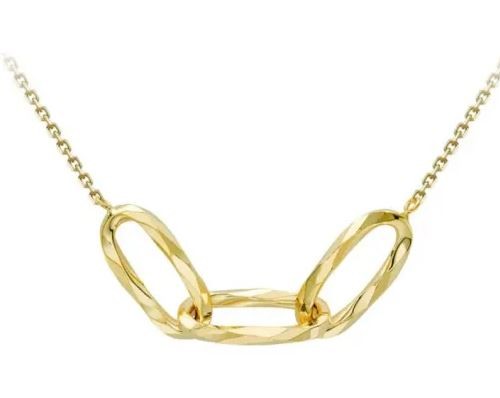 9K YELLOW GOLD DIAMOND CUT HLW OVAL NECKLACE 43-46cm