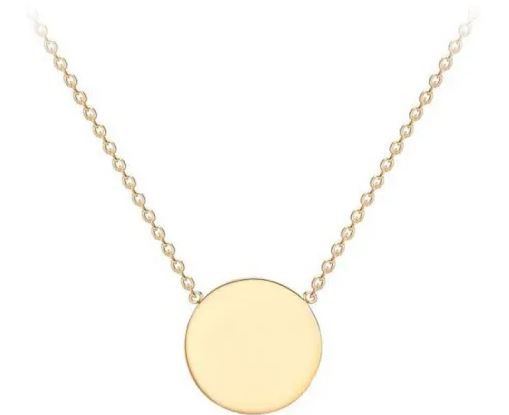 9K YELLOW GOLD SOLID 10mm DISC NECKLACE 41+43cm