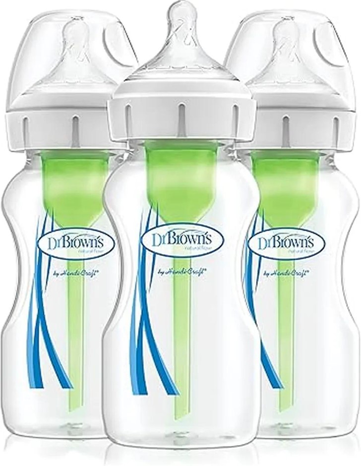 DR. BROWN'S Options Plus with Level 1 Teat Wide Neck Feeding Bottle 3 Pack,
