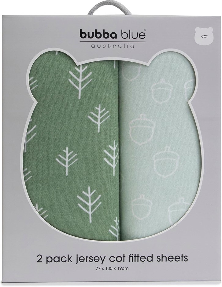 Bubba Blue 2 PK Cot Fitted Sheet Avocado/Forest