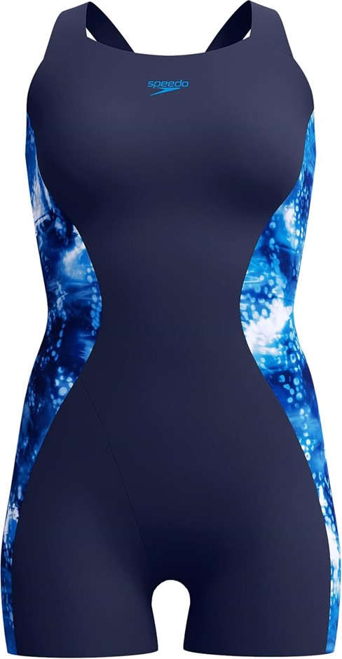 Speedo Women's Digital Printed Legsuit, Peacoat, 16