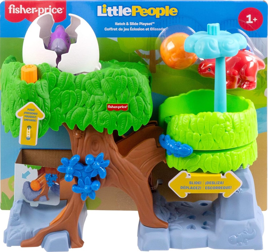 Fisher-Price Little People Toddler Toy Dinosaur Hatch & Slide Playset with